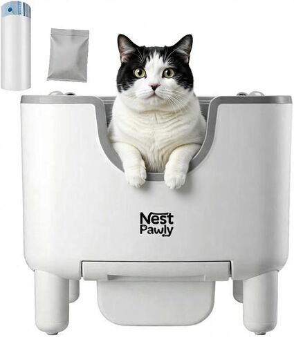 سعر الطيور المبكرة NestPawly M07 صندوق فضلات القطط ذاتي التنظيف - صندوق فضلات القطط الأوتوماتيكي مفتوح من الأعلى مع التحكم في الرائحة وميزات السلامة وسهولة الصيانة in Kuwait