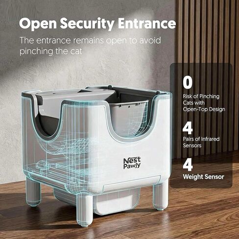 سعر الطيور المبكرة NestPawly M07 صندوق فضلات القطط ذاتي التنظيف - صندوق فضلات القطط الأوتوماتيكي مفتوح من الأعلى مع التحكم في الرائحة وميزات السلامة وسهولة الصيانة in Kuwait