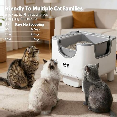 سعر الطيور المبكرة NestPawly M07 صندوق فضلات القطط ذاتي التنظيف - صندوق فضلات القطط الأوتوماتيكي مفتوح من الأعلى مع التحكم في الرائحة وميزات السلامة وسهولة الصيانة in Kuwait