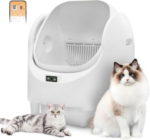 Self Cleaning Litter Box, 65L Automatic Cat Litter Box with APP Control, Anti-Pinch & Safety Sensor, Cat Litter Box with Odor Control for Multi Cats, Includes 1 Roll Waste Bag in Kuwait