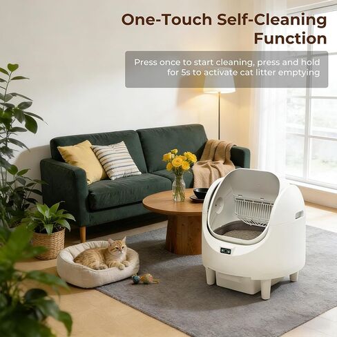 Self Cleaning Litter Box, 65L Automatic Cat Litter Box with APP Control, Anti-Pinch & Safety Sensor, Cat Litter Box with Odor Control for Multi Cats, Includes 1 Roll Waste Bag in Kuwait