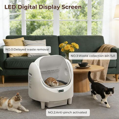 Self Cleaning Litter Box, 65L Automatic Cat Litter Box with APP Control, Anti-Pinch & Safety Sensor, Cat Litter Box with Odor Control for Multi Cats, Includes 1 Roll Waste Bag in Kuwait