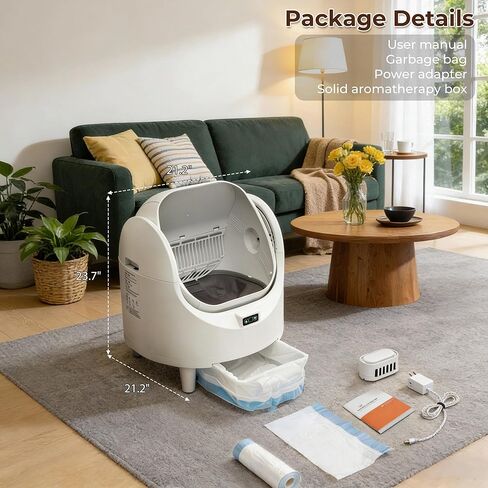 Self Cleaning Litter Box, 65L Automatic Cat Litter Box with APP Control, Anti-Pinch & Safety Sensor, Cat Litter Box with Odor Control for Multi Cats, Includes 1 Roll Waste Bag in Kuwait
