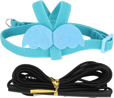 Bird Harness Leash, Elastic Adjustable Lightweight Parrot Flying Leash with Cute Wings - Comfortable Handle, Anti Biting, Ideal for Training and Outdoor Use (Blue) in Kuwait