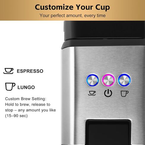 ماكينة تحضير القهوة CUSIMAX Espresso ذات خدمة واحدة متوافقة مع كبسولات نسبرسو، حجم تخمير قابل للتعديل، ماكينة صنع القهوة 19 بار، ماكينة صنع الاسبريسو من الفولاذ المقاوم للصدأ مع خزان مياه قابل للإزالة سعة 20 أونصة in Kuwait