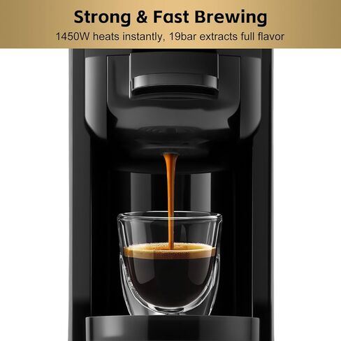 ماكينة تحضير القهوة CUSIMAX Espresso ذات خدمة واحدة متوافقة مع كبسولات نسبرسو، حجم تخمير قابل للتعديل، ماكينة صنع القهوة 19 بار، ماكينة صنع الاسبريسو من الفولاذ المقاوم للصدأ مع خزان مياه قابل للإزالة سعة 20 أونصة in Kuwait