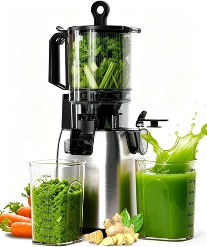 Cold Press Juicer Slow Juicer with Stainless Steel Base, 5.4 Inch Wide Feed Chute, Juicer Machines For Whole Fruits & Vegetables, Slow Masticating Juice Makers in Saudi Arabia