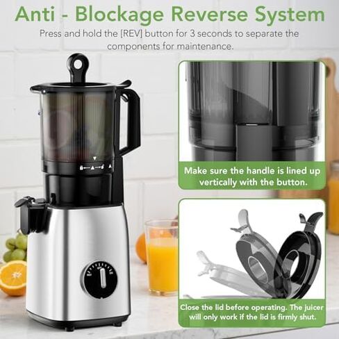 Cold Press Juicer Slow Juicer with Stainless Steel Base, 5.4 Inch Wide Feed Chute, Juicer Machines For Whole Fruits & Vegetables, Slow Masticating Juice Makers in Saudi Arabia