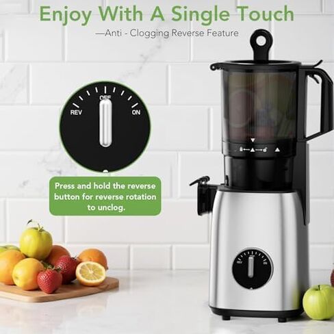 Cold Press Juicer Slow Juicer with Stainless Steel Base, 5.4 Inch Wide Feed Chute, Juicer Machines For Whole Fruits & Vegetables, Slow Masticating Juice Makers in Saudi Arabia