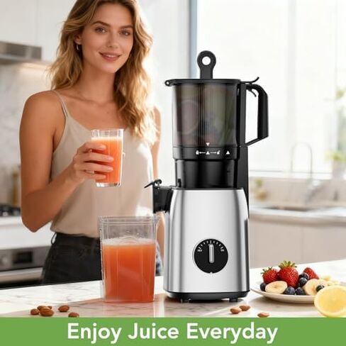 Cold Press Juicer Slow Juicer with Stainless Steel Base, 5.4 Inch Wide Feed Chute, Juicer Machines For Whole Fruits & Vegetables, Slow Masticating Juice Makers in Saudi Arabia