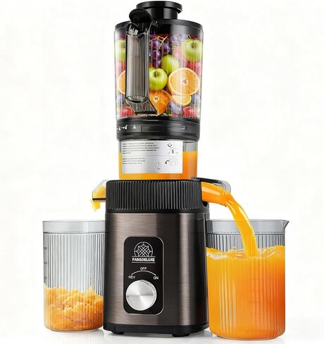 Cold Press Juicer - 34oz Juicer Machines with 4.3" Wide Feed Chute, Slow Masticating Juicer for Fruits and Vegetables, 99% High Juice Yield, Reverse Function, Dishwasher Safe in Saudi Arabia