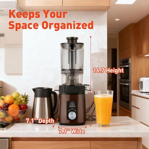 Cold Press Juicer - 34oz Juicer Machines with 4.3" Wide Feed Chute, Slow Masticating Juicer for Fruits and Vegetables, 99% High Juice Yield, Reverse Function, Dishwasher Safe in Saudi Arabia
