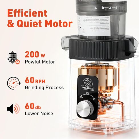 Cold Press Juicer - 34oz Juicer Machines with 4.3" Wide Feed Chute, Slow Masticating Juicer for Fruits and Vegetables, 99% High Juice Yield, Reverse Function, Dishwasher Safe in Saudi Arabia