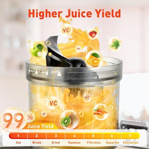 Cold Press Juicer - 34oz Juicer Machines with 4.3" Wide Feed Chute, Slow Masticating Juicer for Fruits and Vegetables, 99% High Juice Yield, Reverse Function, Dishwasher Safe in Saudi Arabia