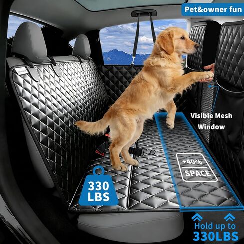 High Barrier Dog Car Seat Cover with Hard Bottom,Mesh Window,Waterproof,Anti Scratch,Safe,Easy to Use and Clean,Holds 330lbs,Foldable Car Seat Protector for Cars,SUVs,Small Pickup Trucks in Kuwait