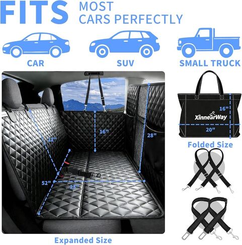 High Barrier Dog Car Seat Cover with Hard Bottom,Mesh Window,Waterproof,Anti Scratch,Safe,Easy to Use and Clean,Holds 330lbs,Foldable Car Seat Protector for Cars,SUVs,Small Pickup Trucks in Kuwait