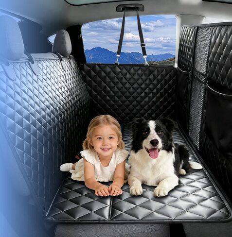 High Barrier Dog Car Seat Cover with Hard Bottom,Mesh Window,Waterproof,Anti Scratch,Safe,Easy to Use and Clean,Holds 330lbs,Foldable Car Seat Protector for Cars,SUVs,Small Pickup Trucks in Kuwait