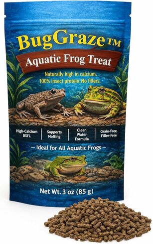 African Dwarf Frog Food – High Protein Sinking Pellets for Aquatic Frogs – Natural Insect-Based Diet – BugGraze 3oz in Kuwait