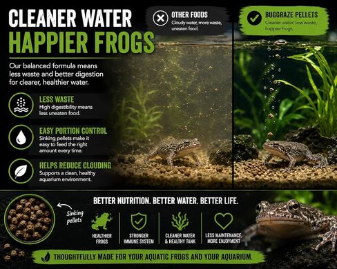 African Dwarf Frog Food – High Protein Sinking Pellets for Aquatic Frogs – Natural Insect-Based Diet – BugGraze 3oz in Kuwait