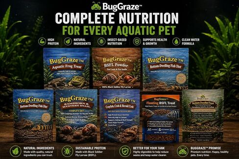 African Dwarf Frog Food – High Protein Sinking Pellets for Aquatic Frogs – Natural Insect-Based Diet – BugGraze 3oz in Kuwait