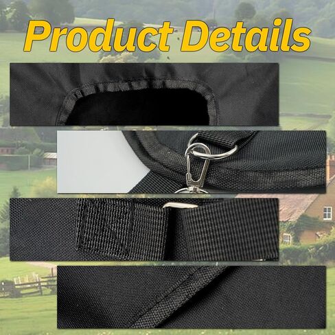 ESMING 2Pcs 600D Oxford Hanging Hay Feeder Bag Compatible with Horses Donkeys Cows Llamas Ostriches or Other Animals Suitable for Indoor/Outdoor use Black in Kuwait