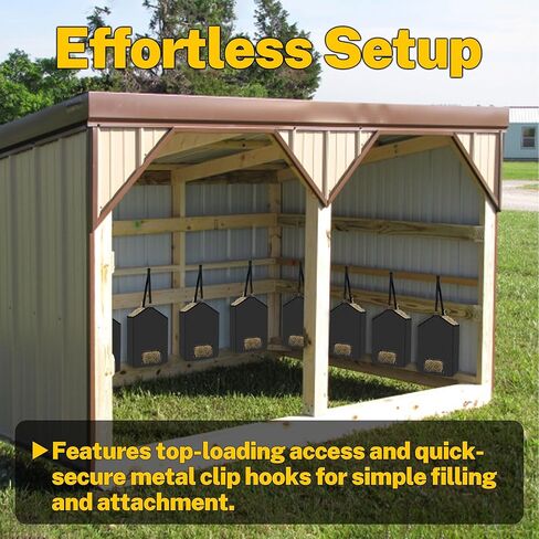 ESMING 2Pcs 600D Oxford Hanging Hay Feeder Bag Compatible with Horses Donkeys Cows Llamas Ostriches or Other Animals Suitable for Indoor/Outdoor use Black in Kuwait