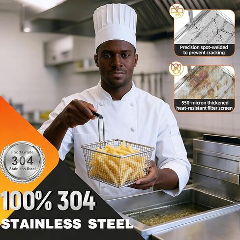 13.75"x13.6" Commercial Deep Fryer Filter, 550 Micron 304 Stainless Steel Fryer Oil Filter, +20% Thickened Deep Fryer Strainer, Fryer Baskets Accessory,Extend Oil Lifespan,Compatible with AF45/TK45 in Kuwait