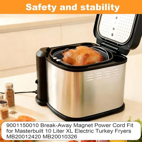 9001150010 Power Cord for Masterbuilt 10 Liter XL Electric Turkey Fryers Break-Away Magnet Power Cord Compatible Mode#MB20012420 MB20010326 in Kuwait