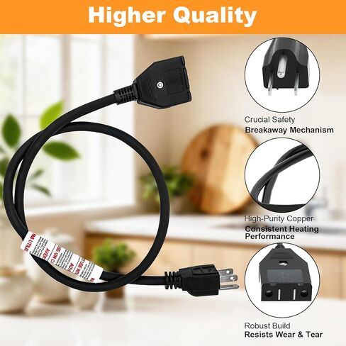 9001150010 Power Cord for Masterbuilt 10 Liter XL Electric Turkey Fryers Break-Away Magnet Power Cord Compatible Mode#MB20012420 MB20010326 in Kuwait