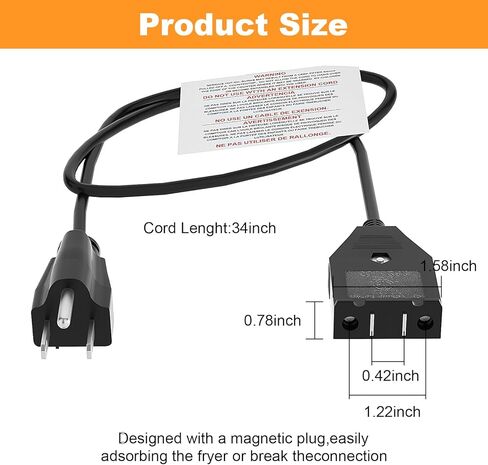 9001150010 Power Cord for Masterbuilt 10 Liter XL Electric Turkey Fryers Break-Away Magnet Power Cord Compatible Mode#MB20012420 MB20010326 in Kuwait