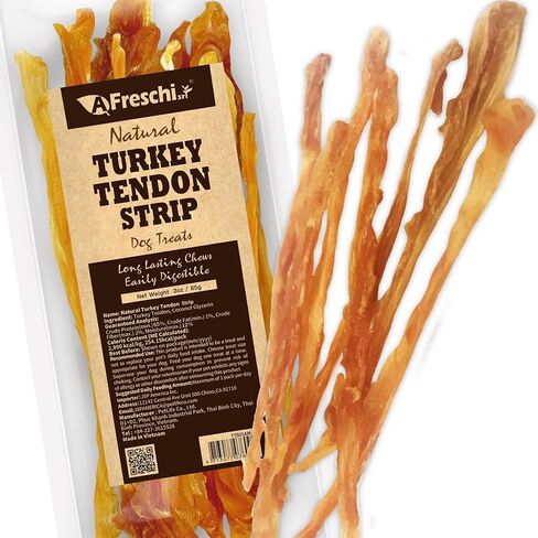A Freschi srl Turkey Tendons for Dogs, USA-Sourced Human Grade, Rawhide-Free Long-Lasting Puppy Chews, All Natural Hypoallergenic Dog Treats for Small Breeds, 8 oz Pack Variety (S) in Kuwait
