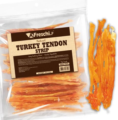 A Freschi srl Turkey Tendons for Dogs, USA-Sourced Human Grade, Rawhide-Free Long-Lasting Puppy Chews, All Natural Hypoallergenic Dog Treats for Small Breeds, 8 oz Pack Variety (S) in Kuwait