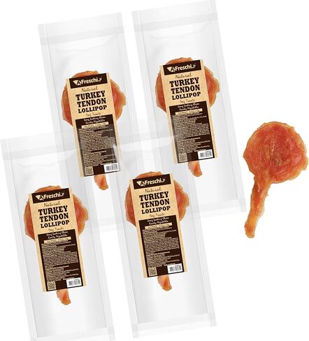 A Freschi srl Turkey Tendons for Dogs, USA-Sourced Human Grade, Rawhide-Free Long-Lasting Puppy Chews, All Natural Hypoallergenic Dog Treats for Small Breeds, 8 oz Pack Variety (S) in Kuwait