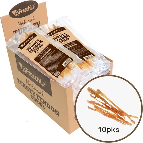 A Freschi srl Turkey Tendons for Dogs, USA-Sourced Human Grade, Rawhide-Free Long-Lasting Puppy Chews, All Natural Hypoallergenic Dog Treats for Small Breeds, 8 oz Pack Variety (S) in Kuwait