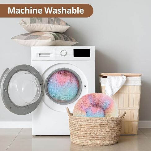 سرير على شكل دونات للقطط والكلاب، عش مستدير منفوش طويل الشعر، وسادة ناعمة دافئة، تصميم هادئ للقطط والكلاب الصغيرة، قفص سفر داخلي، مزيج in Kuwait