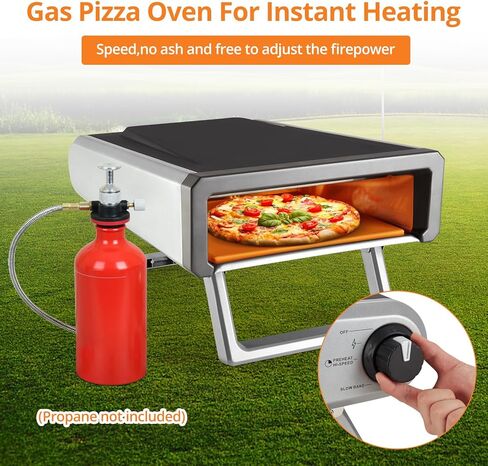 Gas Pizza Oven Outdoor - 12 Inch Propane Pizza Oven High Heat 950°F - Professional Grade Stainless Steel Interior - Fast Preheating Pizza Maker for Artisan Neapolitan Pizza, Steaks, Fish in Kuwait