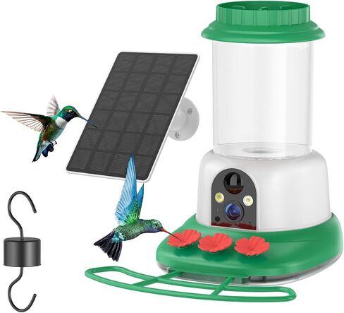 SEHMUA Smart Hummingbird Feeder with Camera, Solar Powered Bird Cam with 1 Year Trial AI Identify, Ant Moat & Bee Proof, Outdoor Hanging, Gift for Bird Watching in Saudi Arabia