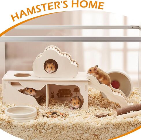 3-in-1 Hamster cage Accessories with Wave Climbing Ladder, Cloud nest, Small House, Maze Tunnel, Suitable for mice, Sand Rats, Hairy Footed mice, Golden Bears, Dwarf Hamsters, Small Pets Toys in Kuwait