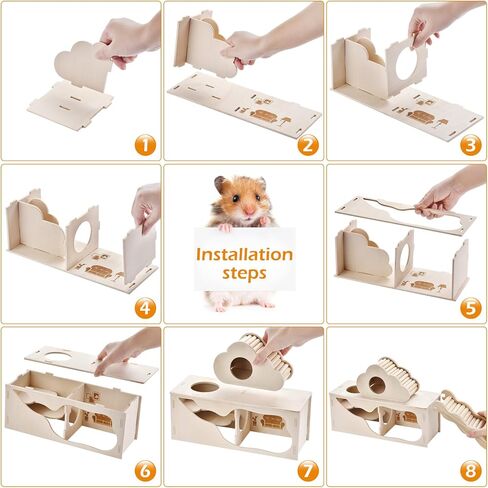 3-in-1 Hamster cage Accessories with Wave Climbing Ladder, Cloud nest, Small House, Maze Tunnel, Suitable for mice, Sand Rats, Hairy Footed mice, Golden Bears, Dwarf Hamsters, Small Pets Toys in Kuwait
