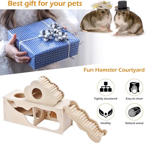 3-in-1 Hamster cage Accessories with Wave Climbing Ladder, Cloud nest, Small House, Maze Tunnel, Suitable for mice, Sand Rats, Hairy Footed mice, Golden Bears, Dwarf Hamsters, Small Pets Toys in Kuwait
