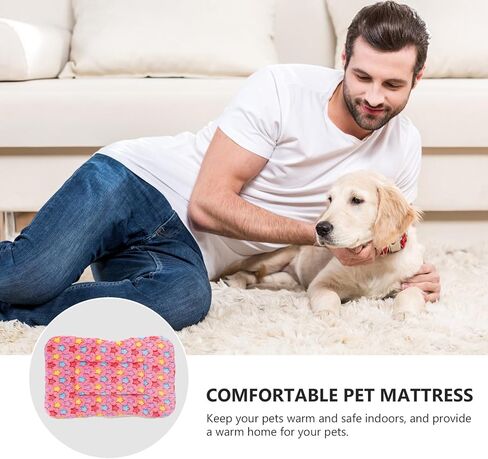 HOMSFOU Dog Sleeping Cushion Thickened Warm Pet Nest Cushion for Winter, Soft Pink Size Cat Bed Blanket Mat for Dogs and Cats in Kuwait