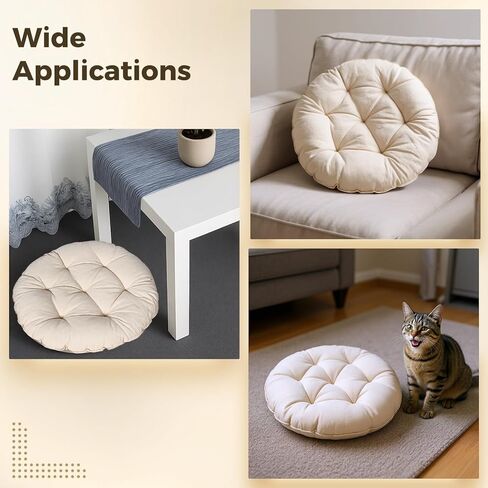 2 Pcs Cat Pillow Cushion, 16.9 in Diameter, Round Tufted Bed, Washable, for Cats and Small Dogs, 2.4 in Thick Pet Mat in Kuwait