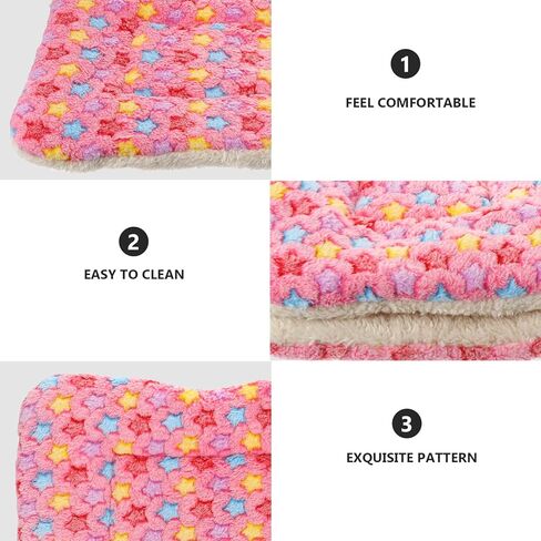 Totority Dog Sleeping Cushion and Cat Bed Blanket, Thickened Warm Pet Cushion Mat, Pink Star Pattern Medium Size, Indoor Winter Use for Cats and Dogs in Kuwait