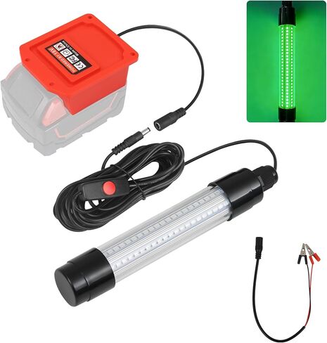 ضوء صيد أخضر تحت الماء متوافق مع بطارية ميلووكي M18، 13 وات 1512 لومن LED لجذب الكرابي والحبار، ضوء قاعدة أخضر، بدون بطارية in Kuwait