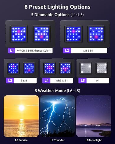 SEAOURA LED Reef Light for Corals, 120W Coral Lights for Reefs Aquarium Tanks, 395nm to 665nm Full Spectrum Programmable with 24/7 Custom Timer for Saltwater Fish Tank SPS LPS in Kuwait