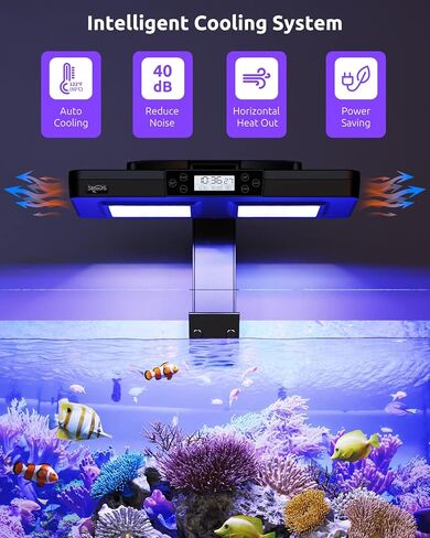 SEAOURA LED Reef Light for Corals, 120W Coral Lights for Reefs Aquarium Tanks, 395nm to 665nm Full Spectrum Programmable with 24/7 Custom Timer for Saltwater Fish Tank SPS LPS in Kuwait