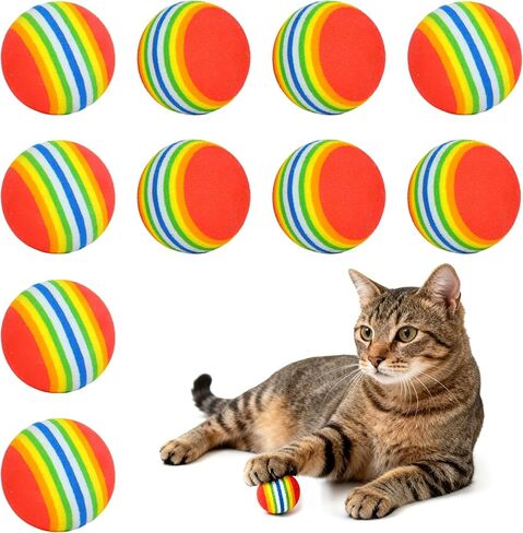Youngever 10 Pack Cat Foam Ball Toys, Soft Rainball Ball, Interactive Toys for Indoor Cats, Kittens in Kuwait