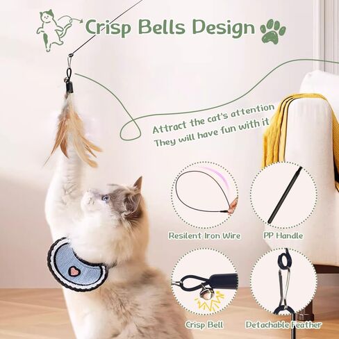 Cat Toys 40 Pack - Interactive Variety Set for Cats & Kittens with Cat Wand Toys, Feather Toys, Crinkle Balls, Springs & Silvervine Sticks to Reduce Anxiety & Destructive Behaviour in Kuwait
