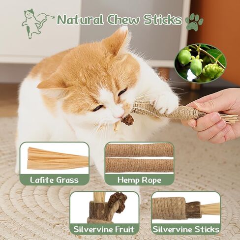 Cat Toys 40 Pack - Interactive Variety Set for Cats & Kittens with Cat Wand Toys, Feather Toys, Crinkle Balls, Springs & Silvervine Sticks to Reduce Anxiety & Destructive Behaviour in Kuwait