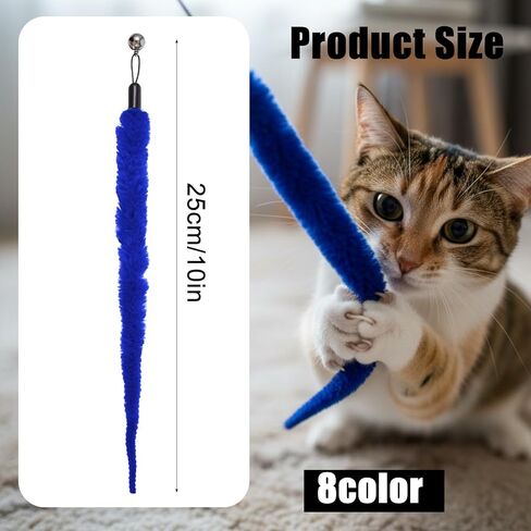 Larrel 16PCS Cat Worm Toy Replacement, Cat Wand Toy Accessories, Soft Worm Cats Toys Teaser with Bell, Fuzzy Worms Toys Attachments Replacements for Indoor Cats and Kitten (8 Colors) in Kuwait